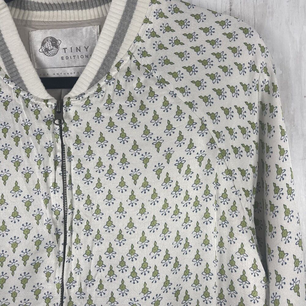 Tiny Editions Anthropologie Jacket Medium Ivory Floral Amber Embroidered Bomber - Picture 4 of 11